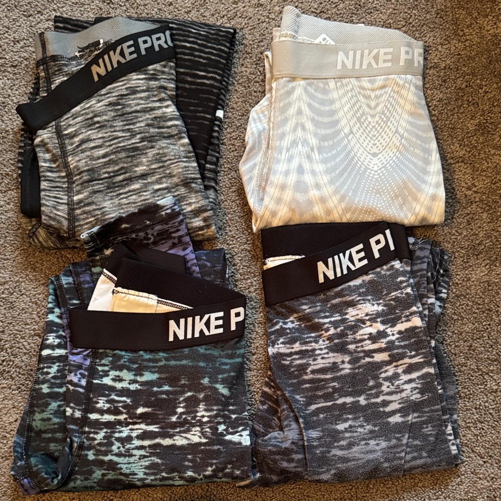 Nike Pro Dry Fit Long Johns set of FOUR - Black, Gray, Blue, White Patterns